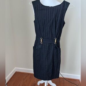 Ellen Tracy Black Eyelet Sheath Dress- 4